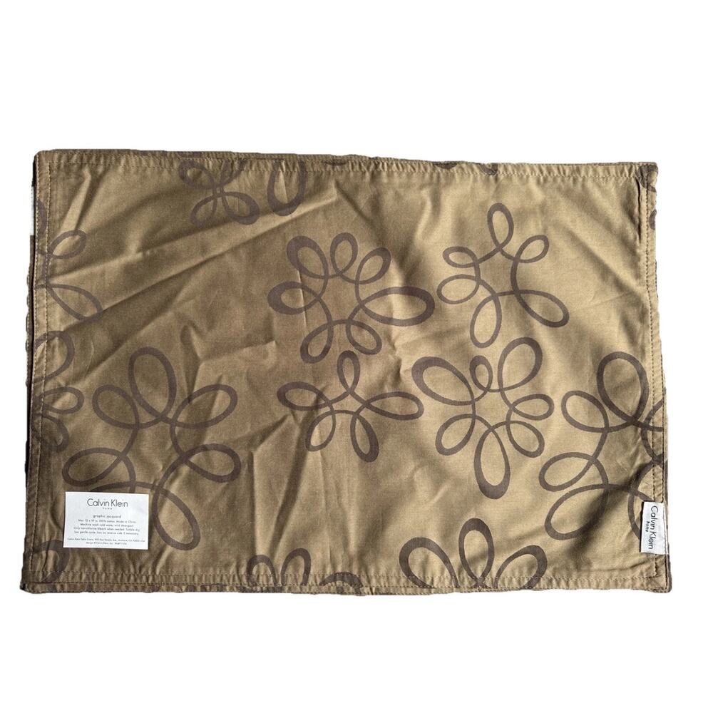 CALVIN KLEIN | GRAPHIC JACQUARD PLACEMATS | SET OF 6 | SHADES OF BROWN | New